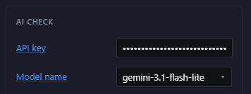 API key and model name settings